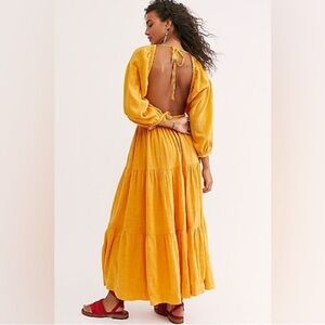 Free People Yellow Backless Dress